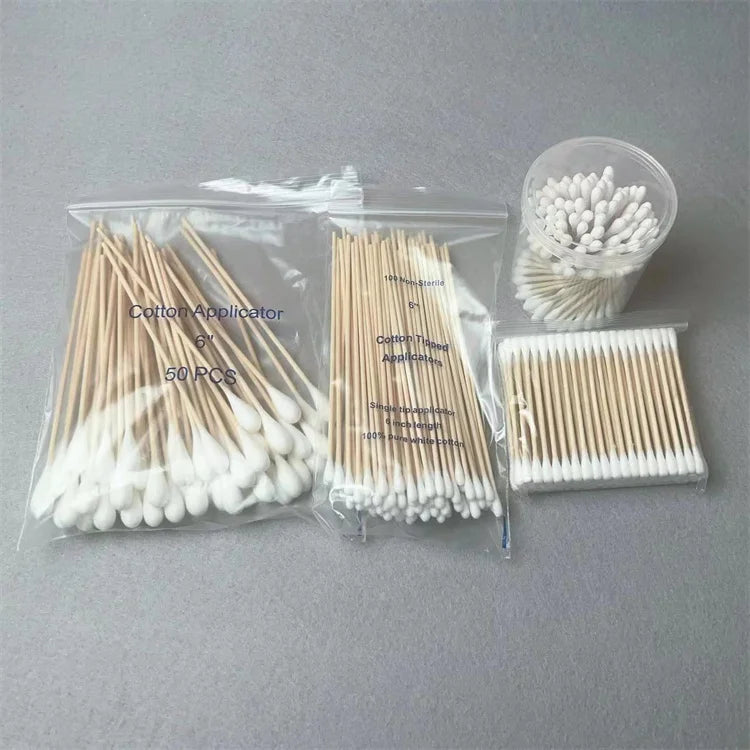 Medical-Grade Cotton Swabs CE0197 ISO13485 | Bamboo/Wood/Plastic Sticks | 15-Day Lead Time