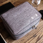 Custom Travel Electronics Organizer Bag 500pcs MOQ | Water-Resistant Cation Fabric, Logo Print