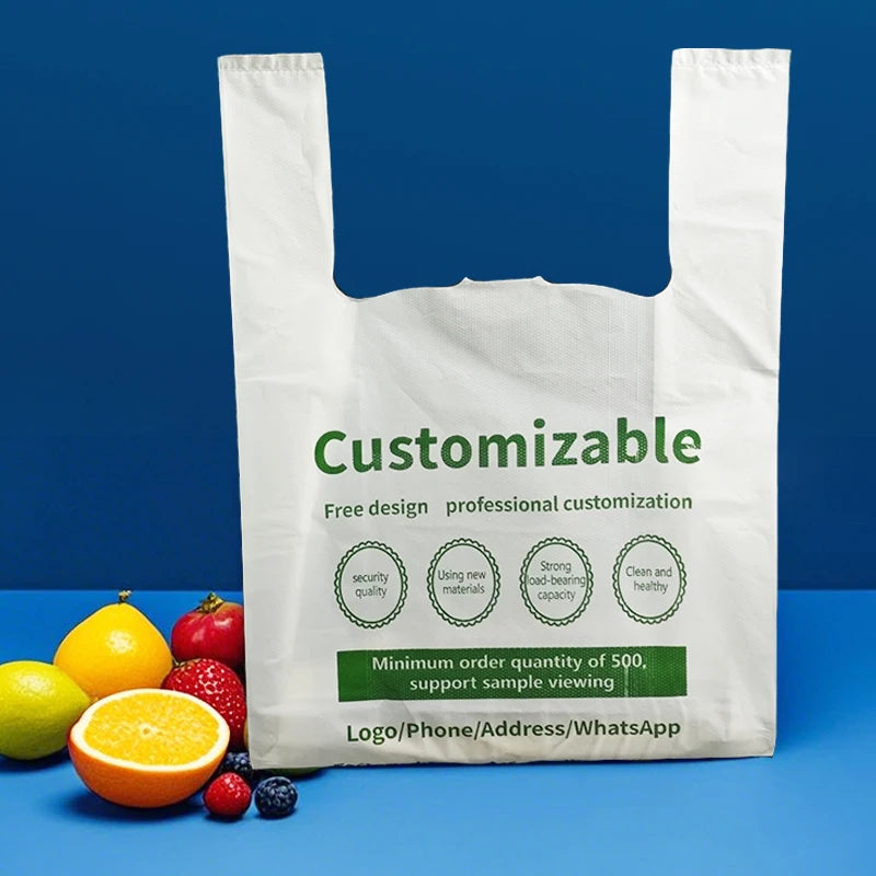 Custom Logo HDPE Shopping Bags | Reusable Supermarket Bags
