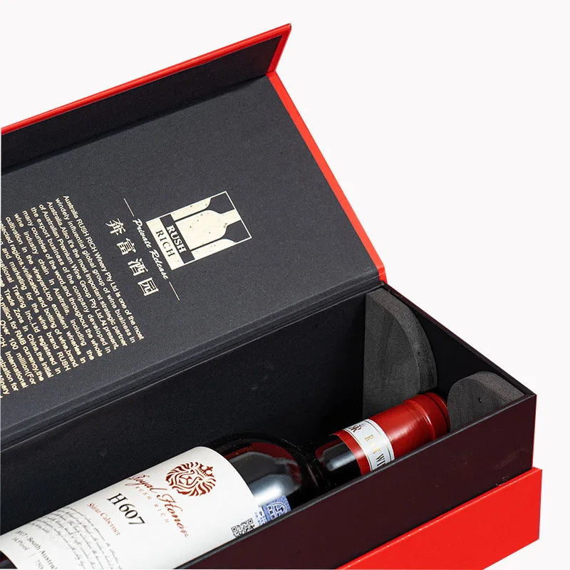 Custom Magnetic Wine Gift Box with Gold Foil | Rigid Box, 300 MOQ, FSC Certified