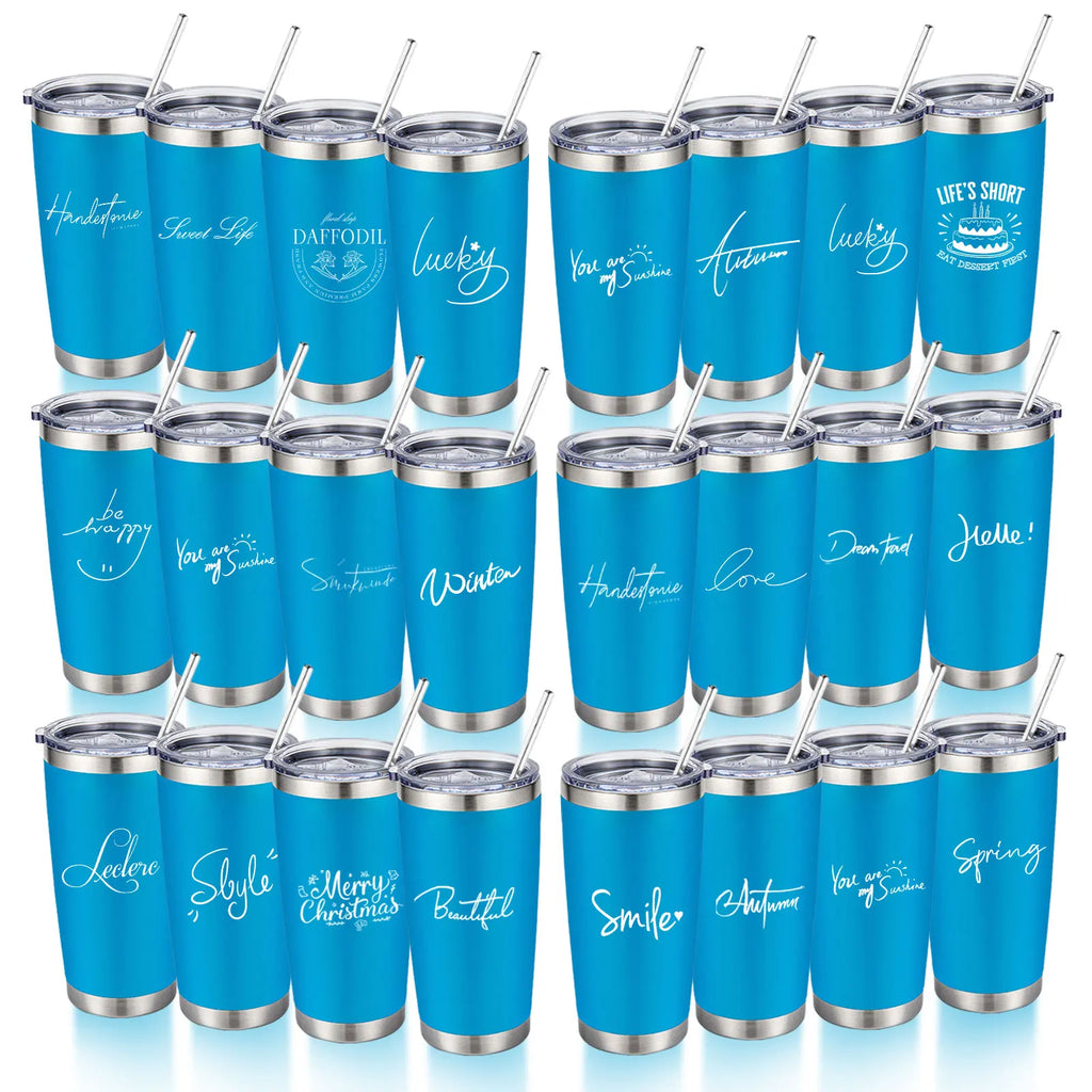 20oz Powder Coated Stainless Steel Tumbler with Lid and Straw Hole for Coffee, Travel and Laser Engraving