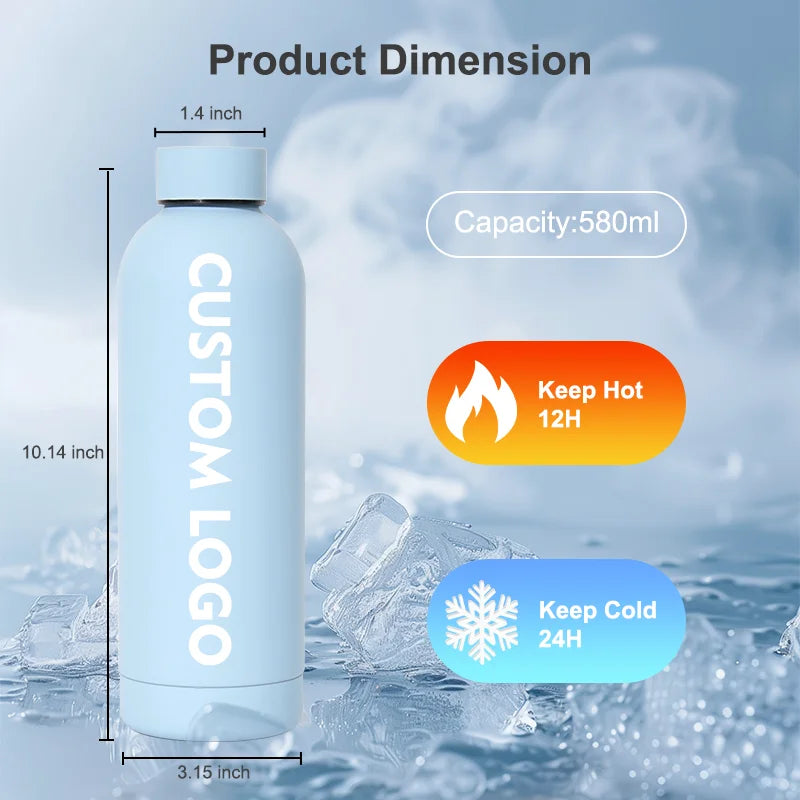 Insulated Stainless Steel Water Bottle with Screw Lid for Hot & Cold Drinks, Custom Logo Available