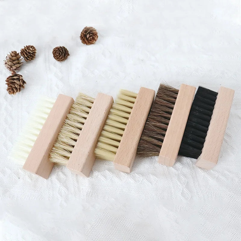 Custom Logo Shoe Cleaning Brush OEM ODM | Wood Handle Horsehair Bristle Kit for Sneaker Leather Suede Bulk Orders