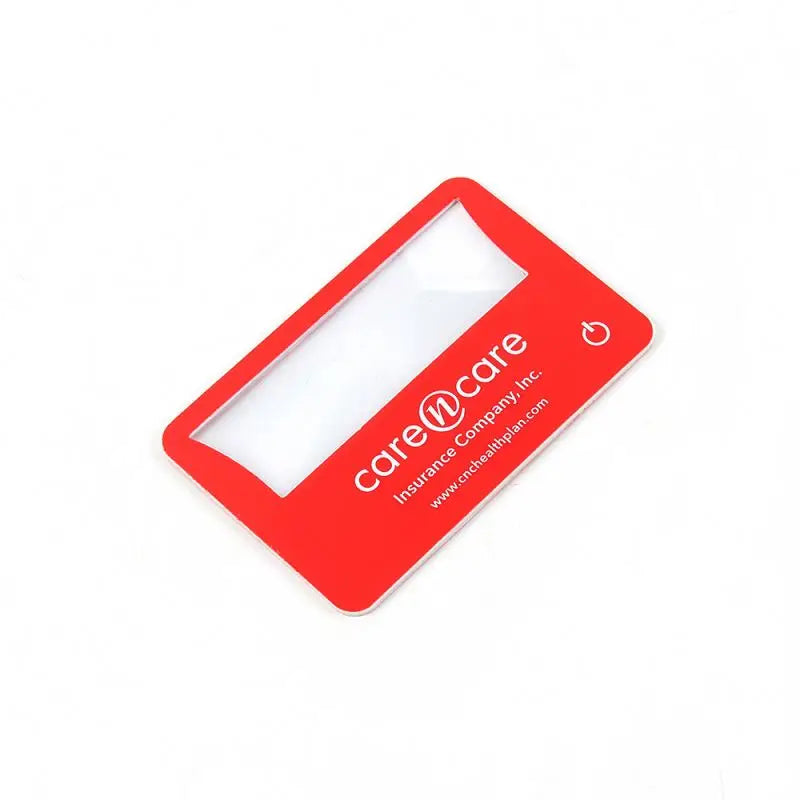 Custom Credit Card Magnifier 10pcs MOQ | LED Light, GS Certified, 85x55mm PVC for Promotional Gifts