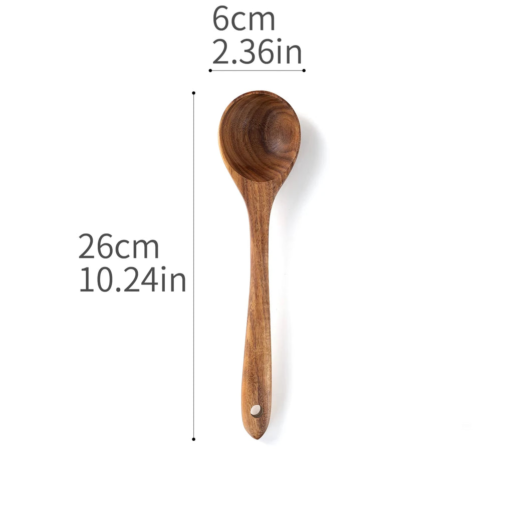 Acacia Teak Wood Utensil Set 9-Piece | Non-Stick | 1 MOQ | Custom Logo