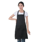 Custom Plain Color Polyester Bib Apron with Front Pocket for Cafés, Kitchens, BBQ, and Cleaning Use