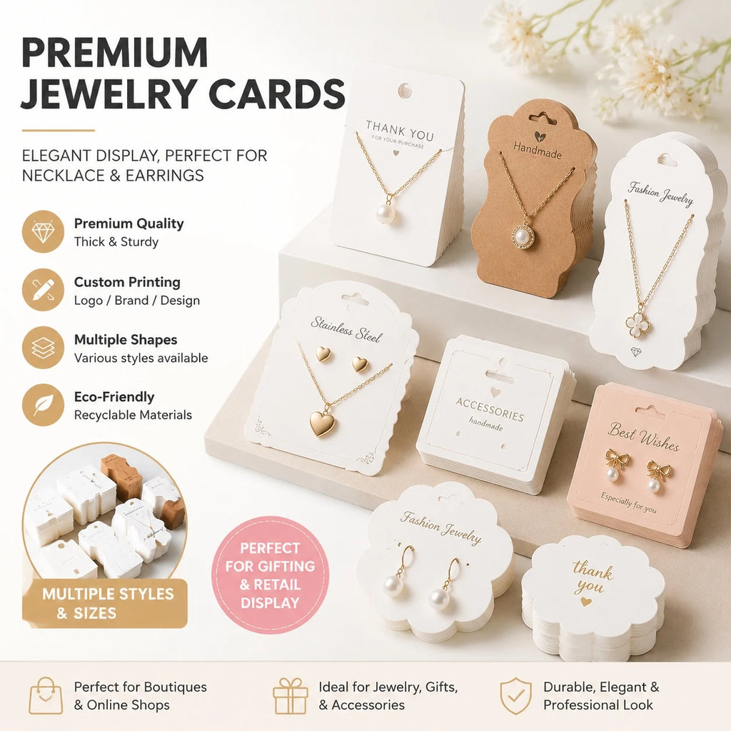 Custom Jewelry Display Cards with Embossing | MOQ 100 | 7-Day Lead Time