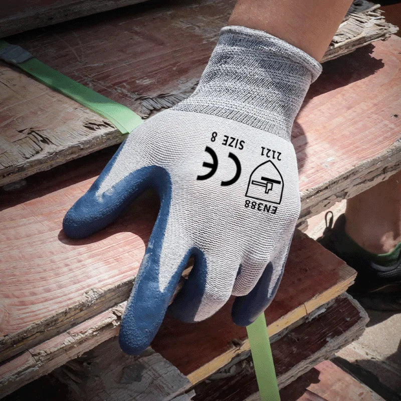 CE EN388 Certified Work Gloves | Latex Coated Anti-Slip | 120pc MOQ