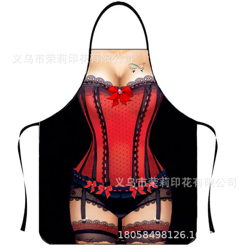 Waterproof Polyester Apron | 3D Printed Cartoon Barbecue Apron