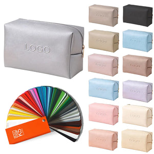 Custom logo Minimalist PU Makeup Pouch for Travel and Daily Toiletry Storage