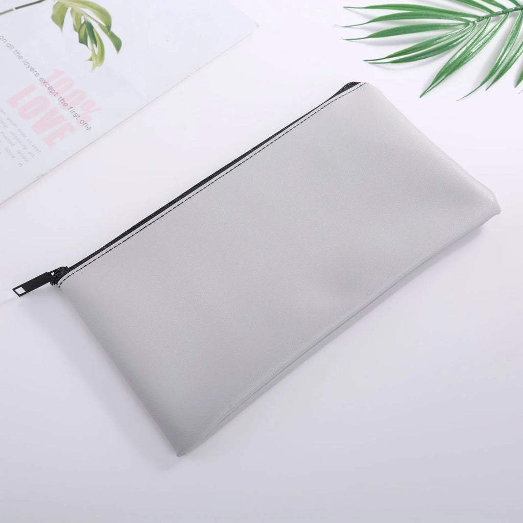 MOQ 100 Pcs Zipper PU Leather Utility Sleeve Wholesale Custom Synthetic Polyurethane Utility Envelope with Slide Fastener