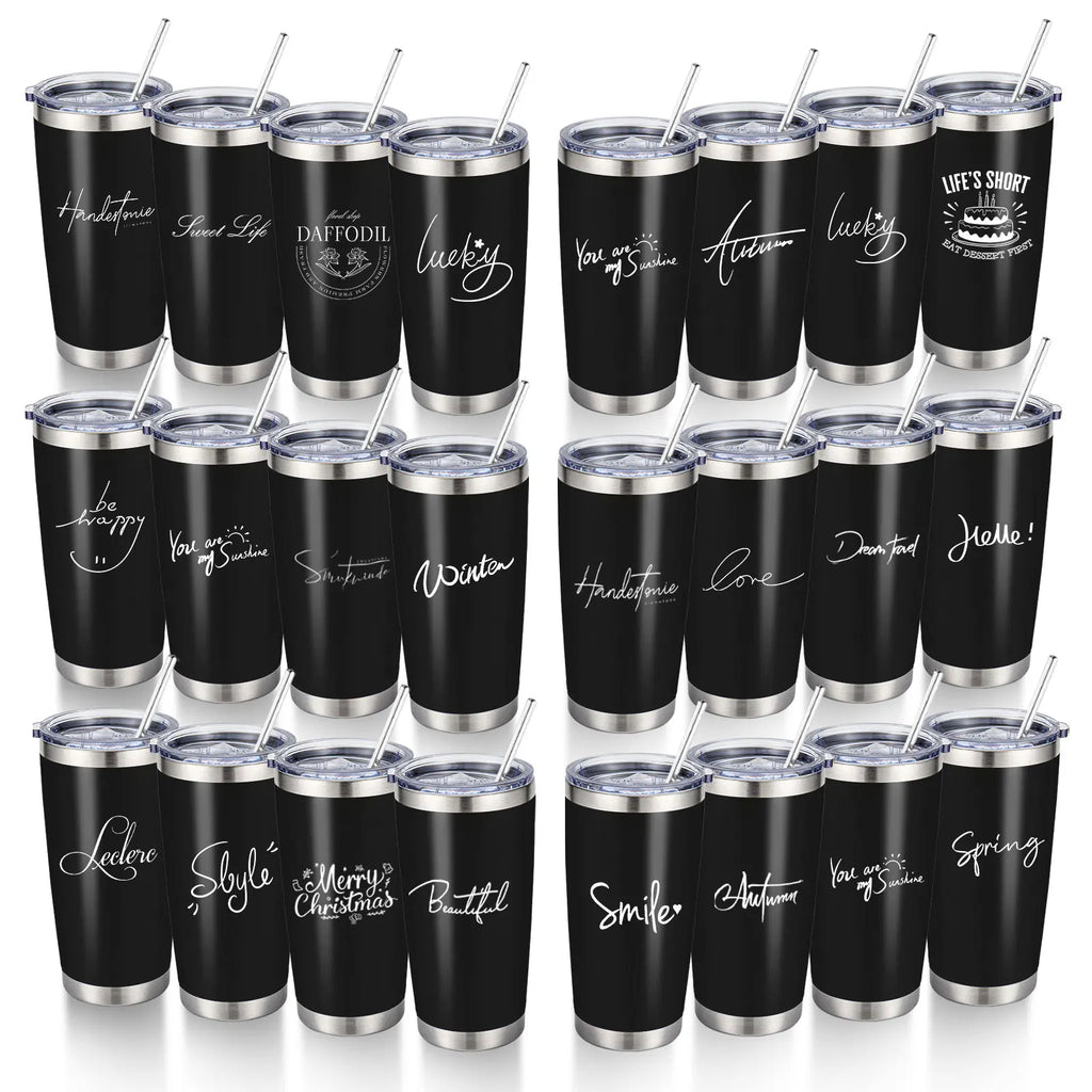 20oz Powder Coated Stainless Steel Tumbler with Lid and Straw Hole for Coffee, Travel and Laser Engraving
