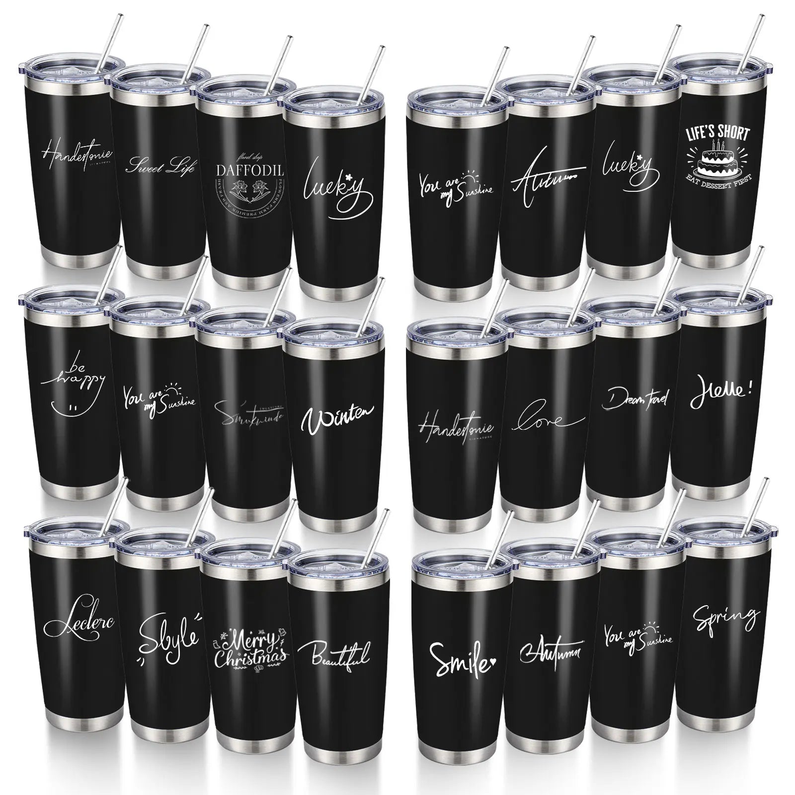 20oz Powder Coated Stainless Steel Tumbler with Lid and Straw Hole for Coffee, Travel and Laser Engraving