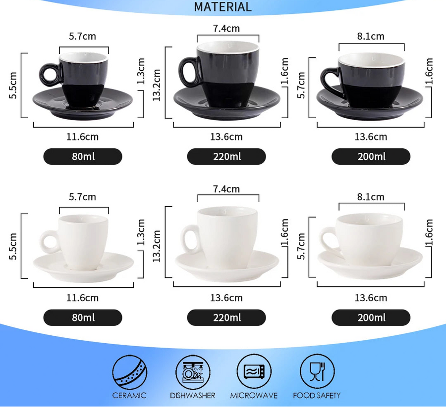 Custom Porcelain Espresso Cups with Logo | MOQ 50 Sets