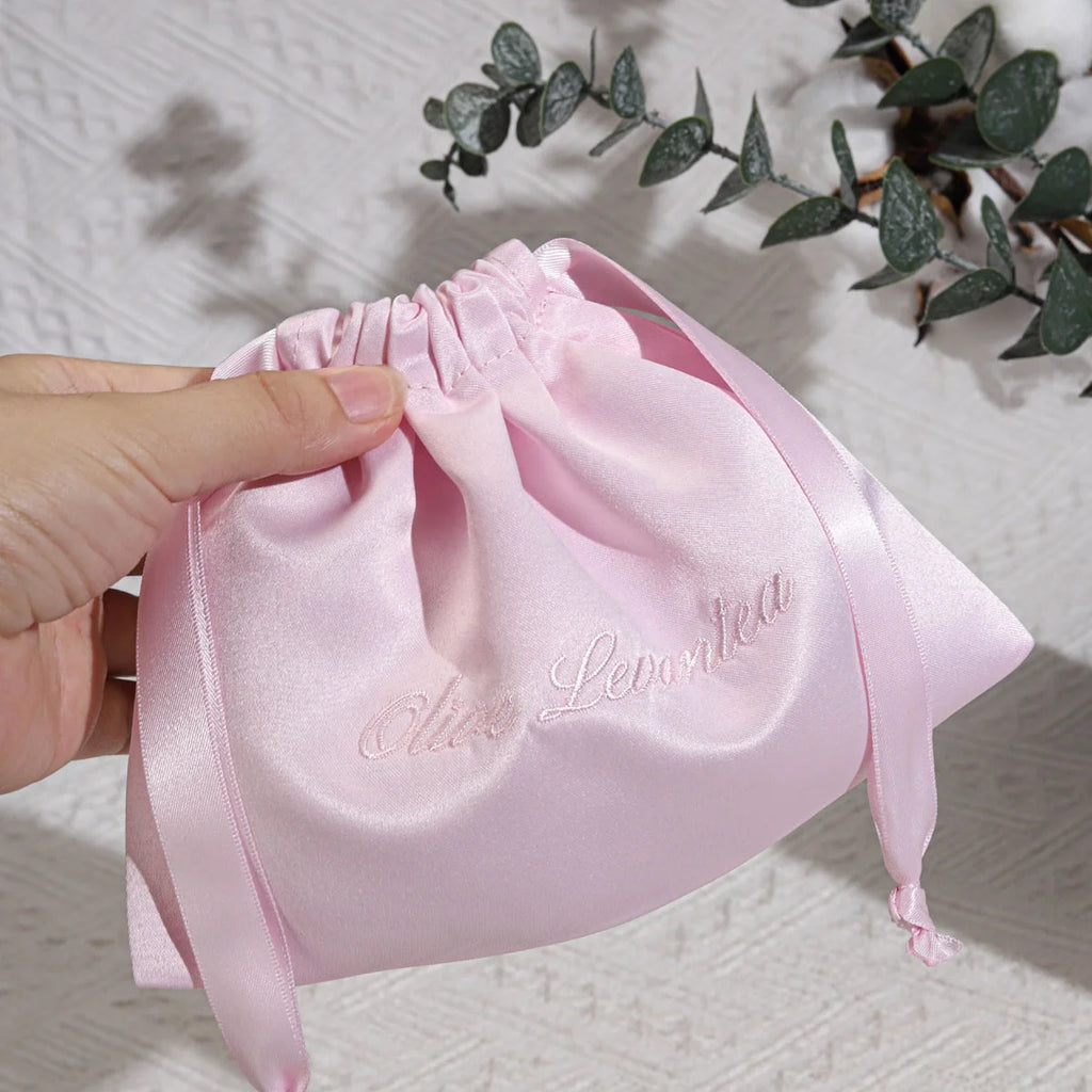 Custom Satin Drawstring Bags with Logo — 120-250 GSM for Cosmetic & Gift Packaging