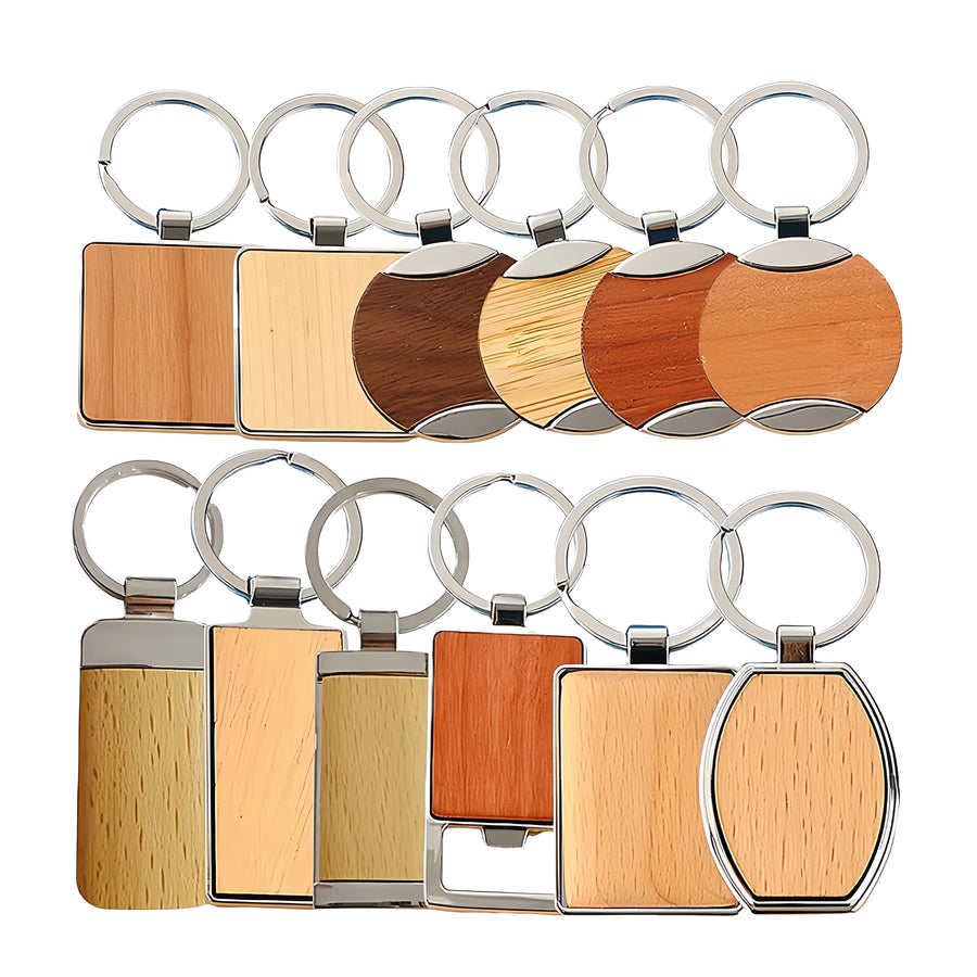 Custom Engraved Wood Keychain | Walnut Wood Key Holder | Bulk Wholesale
