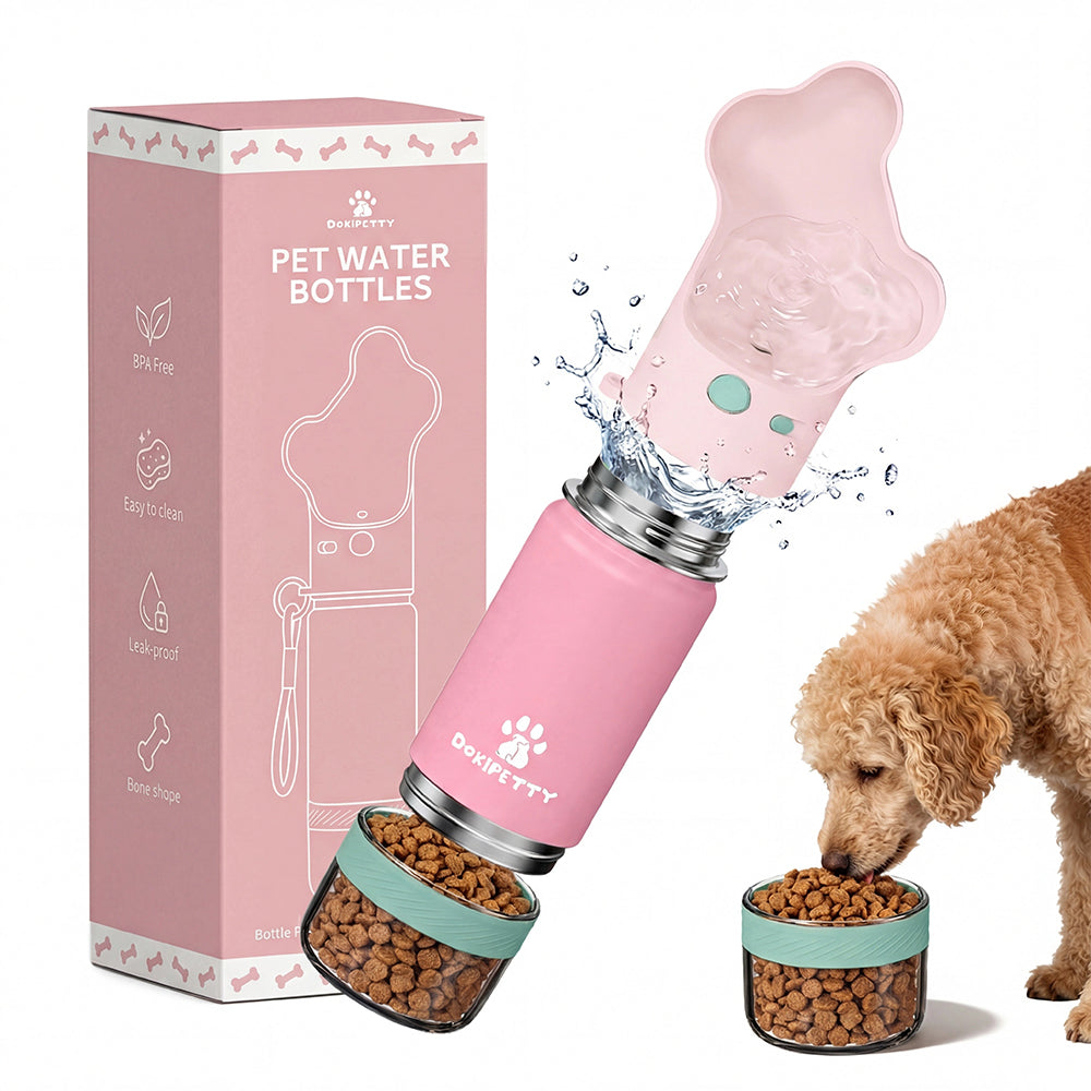Custom 2-in-1 Dog Water Bottle | 14oz/18oz | BPA-Free Stainless Steel