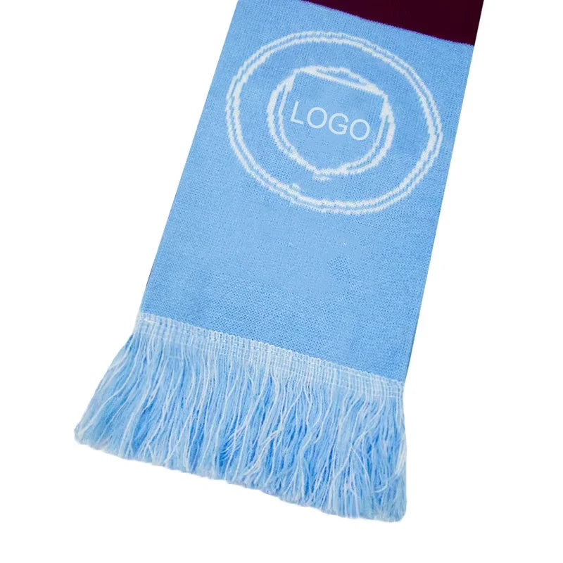 Custom Double-Sided Football Scarves | 50-Piece MOQ & 35-Day Lead Time | Jacquard Knitted | Team Merchandise