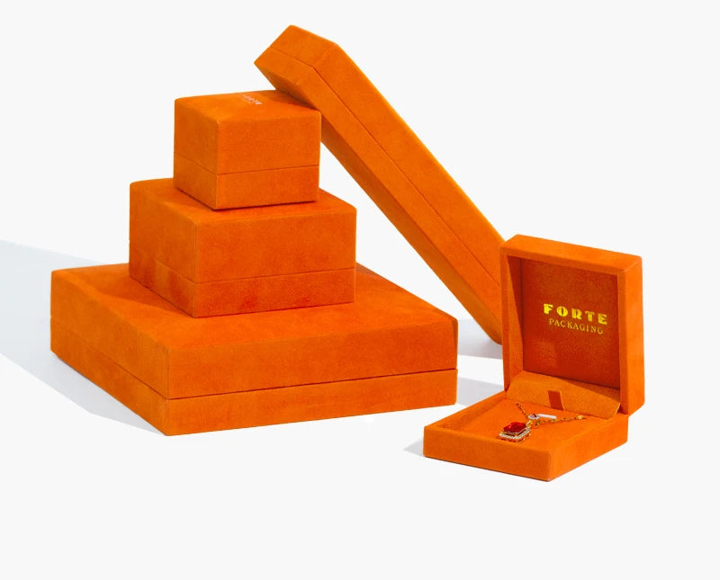 Custom Velvet Jewelry Box with Gold Logo Hot-Stamping | Bulk Packaging for Necklaces & Bracelets