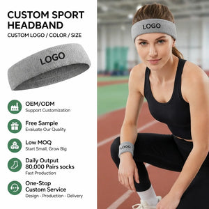 Custom Cotton Sports Headband with Logo | Sweat Guide for Gym
