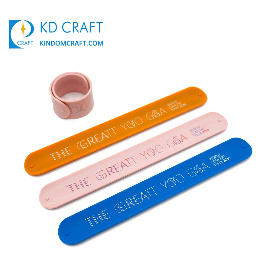 Custom Silicone Slap Bracelets 100 MOQ | Logo Printing Embossed Debossed