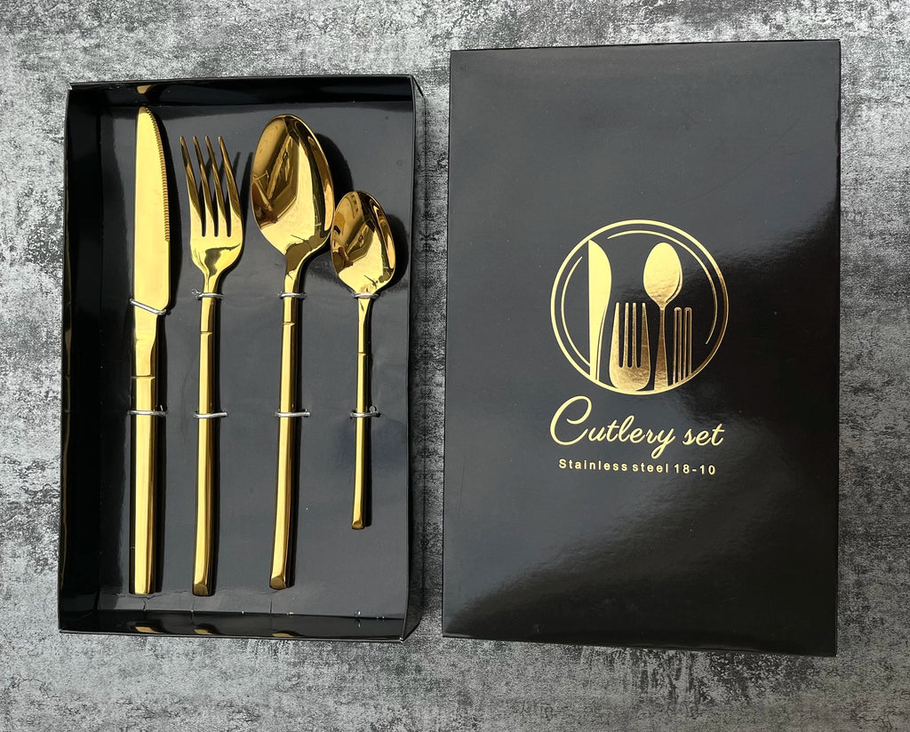 Gold Stainless Steel Flatware Set | 18/0 Elegant Wedding Flatware