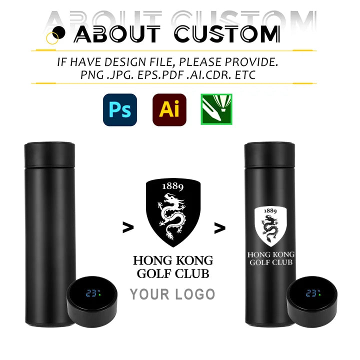 Smart Stainless Steel Water Bottle | LED Display | Vacuum Insulated | Custom Logo