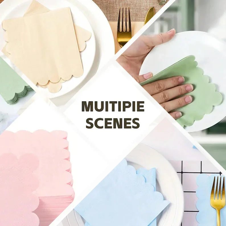 Personalized Scalloped Napkins | Custom Name/Date, 50,000 Pcs MOQ