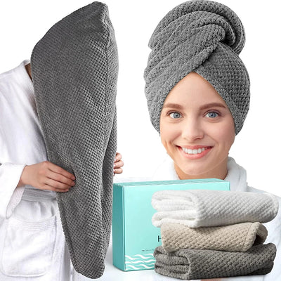 Microfiber Hair Towel 25x65cm | Fast Drying Turban Wrap | Bulk Custom Logo