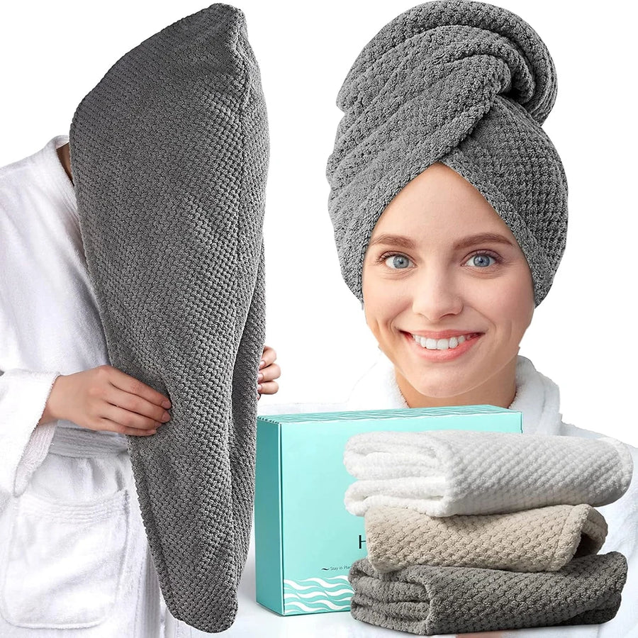 Microfiber Hair Towel 25x65cm | Fast Drying Turban Wrap | Bulk Custom Logo
