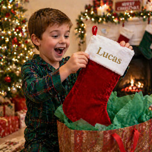 Embroidered Christmas Stockings with Logo | 18-inch Velvet | Bulk