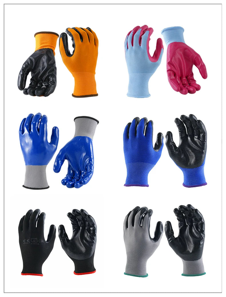 Custom 13G Polyester Nitrile Coated Gloves | 6000 Pairs MOQ | Construction Safety Hand Gloves Wholesale