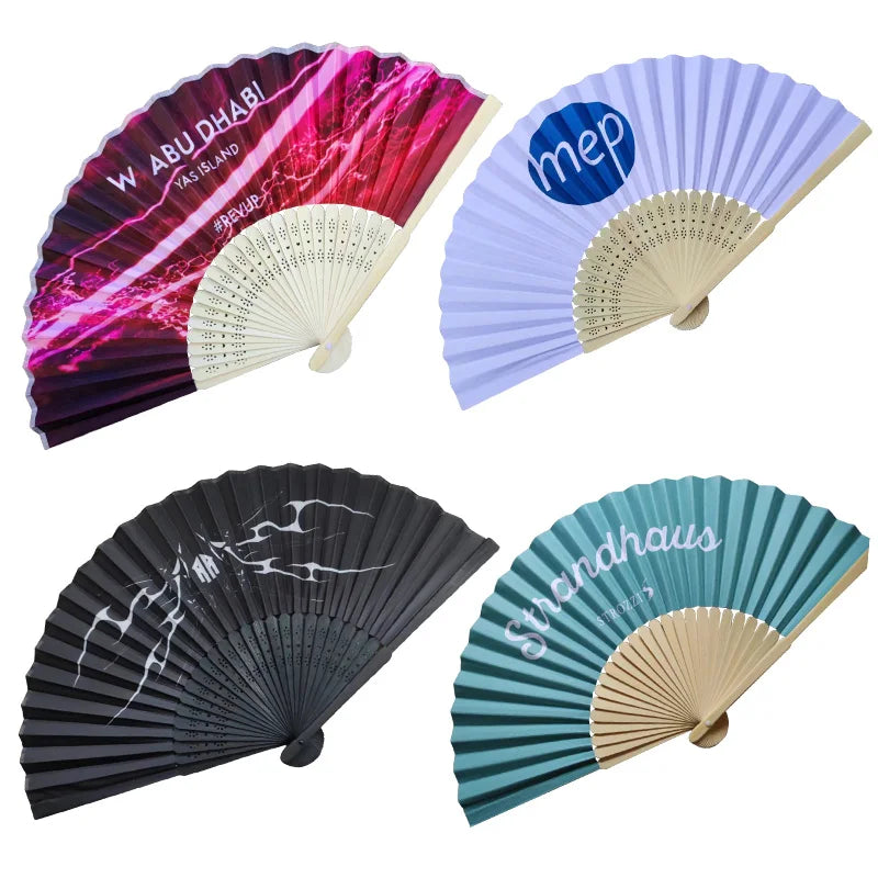 Custom Bamboo Hand Fans with Logo – 100 MOQ, 7-Day Lead