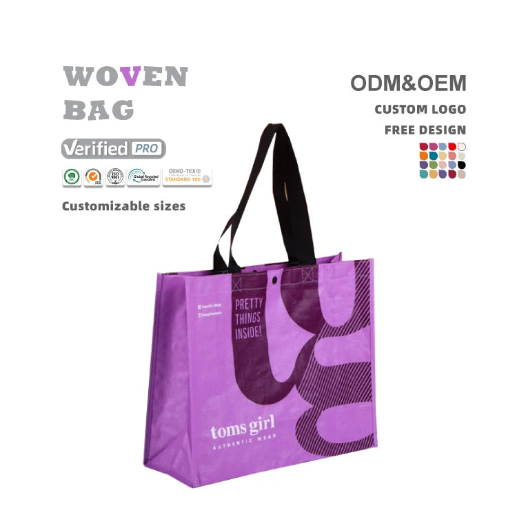 Custom PP Woven Tote Bags | 20 MOQ | 5,000 for Logo