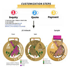 Custom Zinc Alloy Medal with Soft Enamel | 70mm Marathon Finisher Awards & Corporate Recognition | 50 MOQ