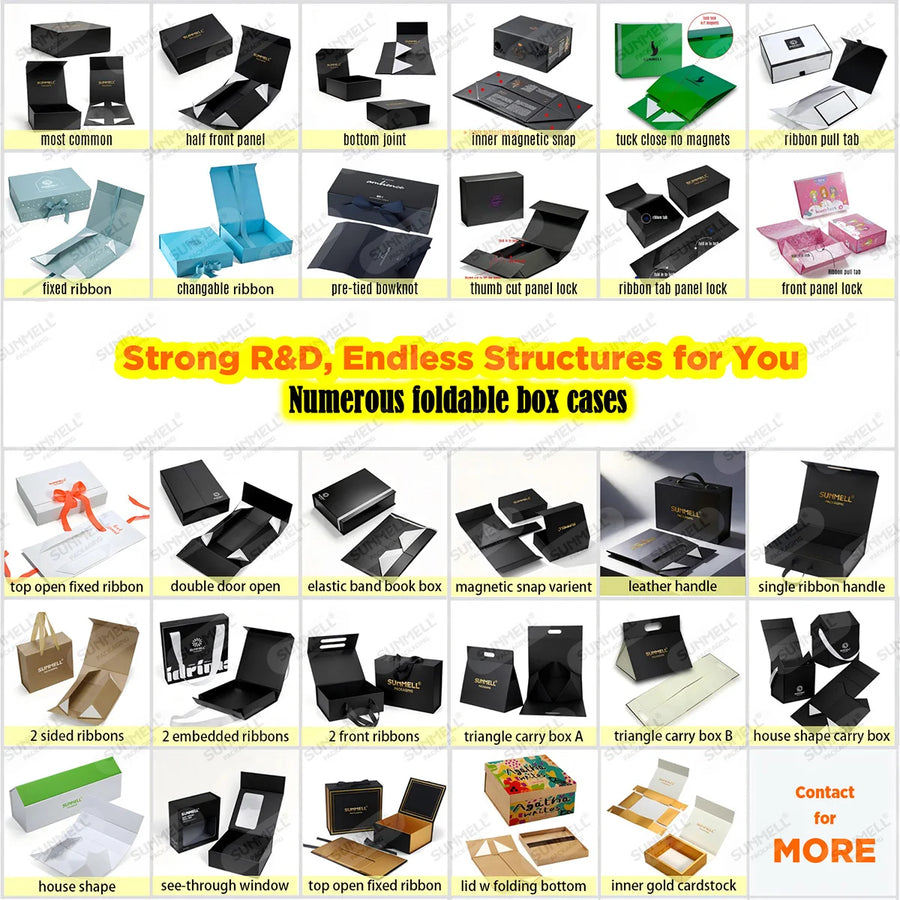 Custom Folding Magnetic Gift Box with Ribbon | Collapsible, 1,000 MOQ, Gold Foil