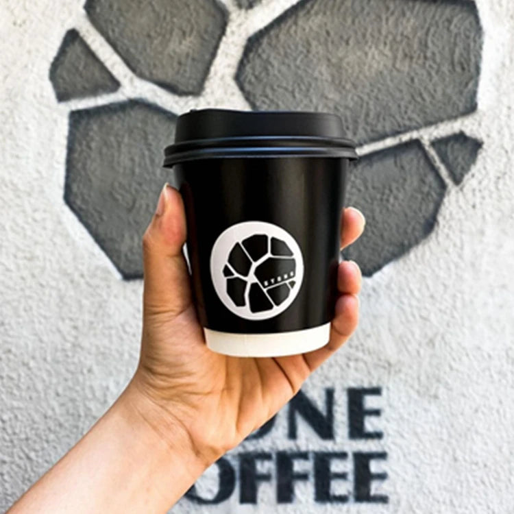 Custom PLA Kraft Paper Coffee Cups with Lids | Eco Disposable