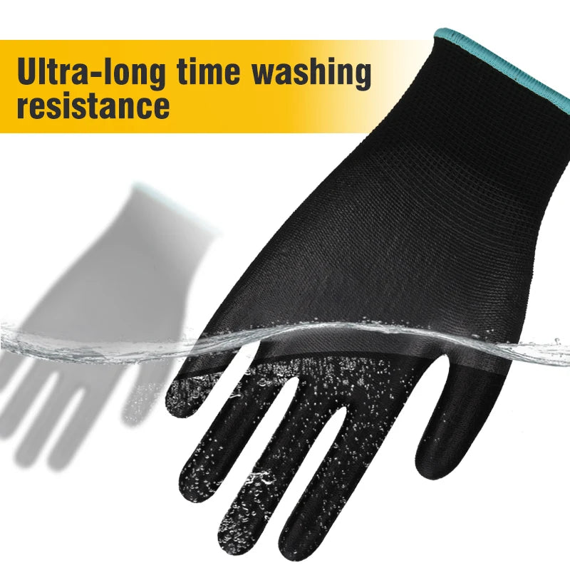 Custom Gloves With Logo 13 Gauge Polyester PU Coated Gloves Mechanic Home Work Safety PU Coated Protective Gloves