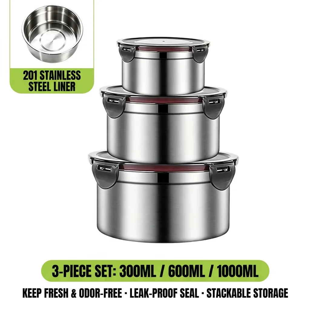 304/316 Stainless Steel Food Storage Container | 100 MOQ | Leak-Proof