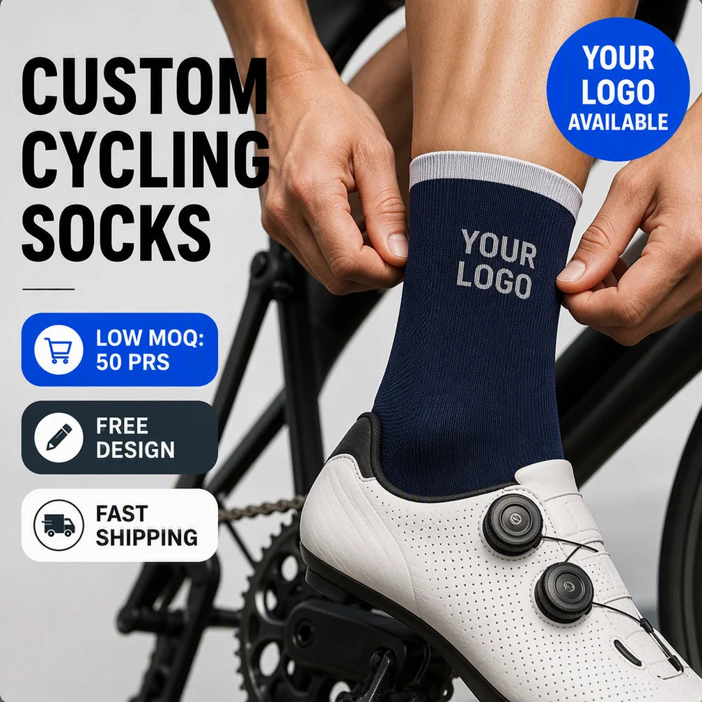 Custom Logo Cycling Socks Nylon Spandex | MOQ 100 pcs