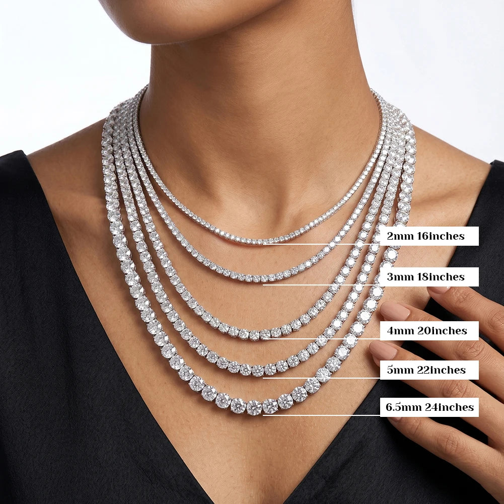 Moissanite Tennis Chain 925 Silver | Custom Logo, MOQ 1
