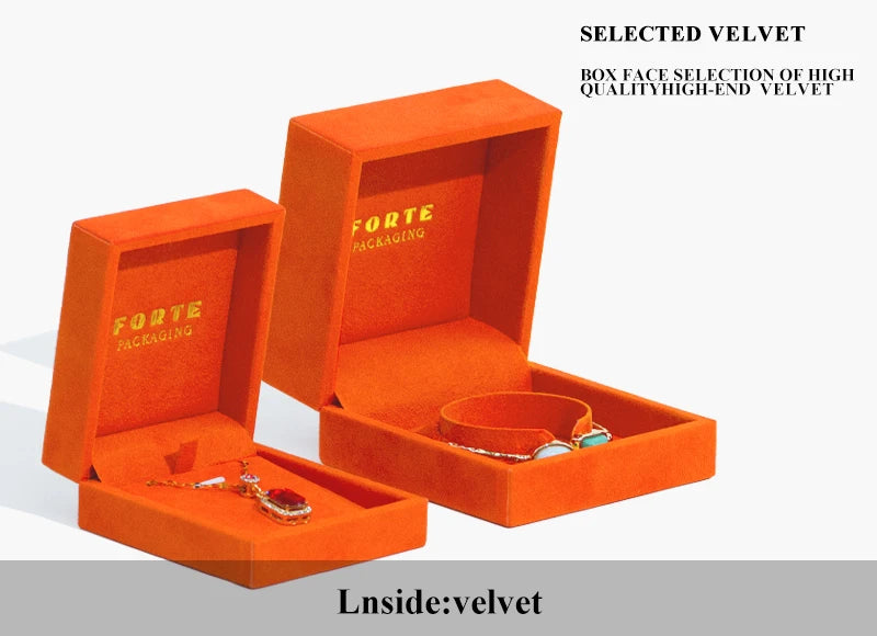 Custom Velvet Jewelry Box with Gold Logo Hot-Stamping | Bulk Packaging for Necklaces & Bracelets