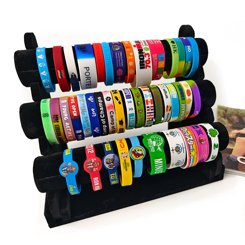 Custom Silicone Wristbands 100pcs MOQ | From $0.12/pc, Free Artwork, 6 Widths, Glow/UV Colors