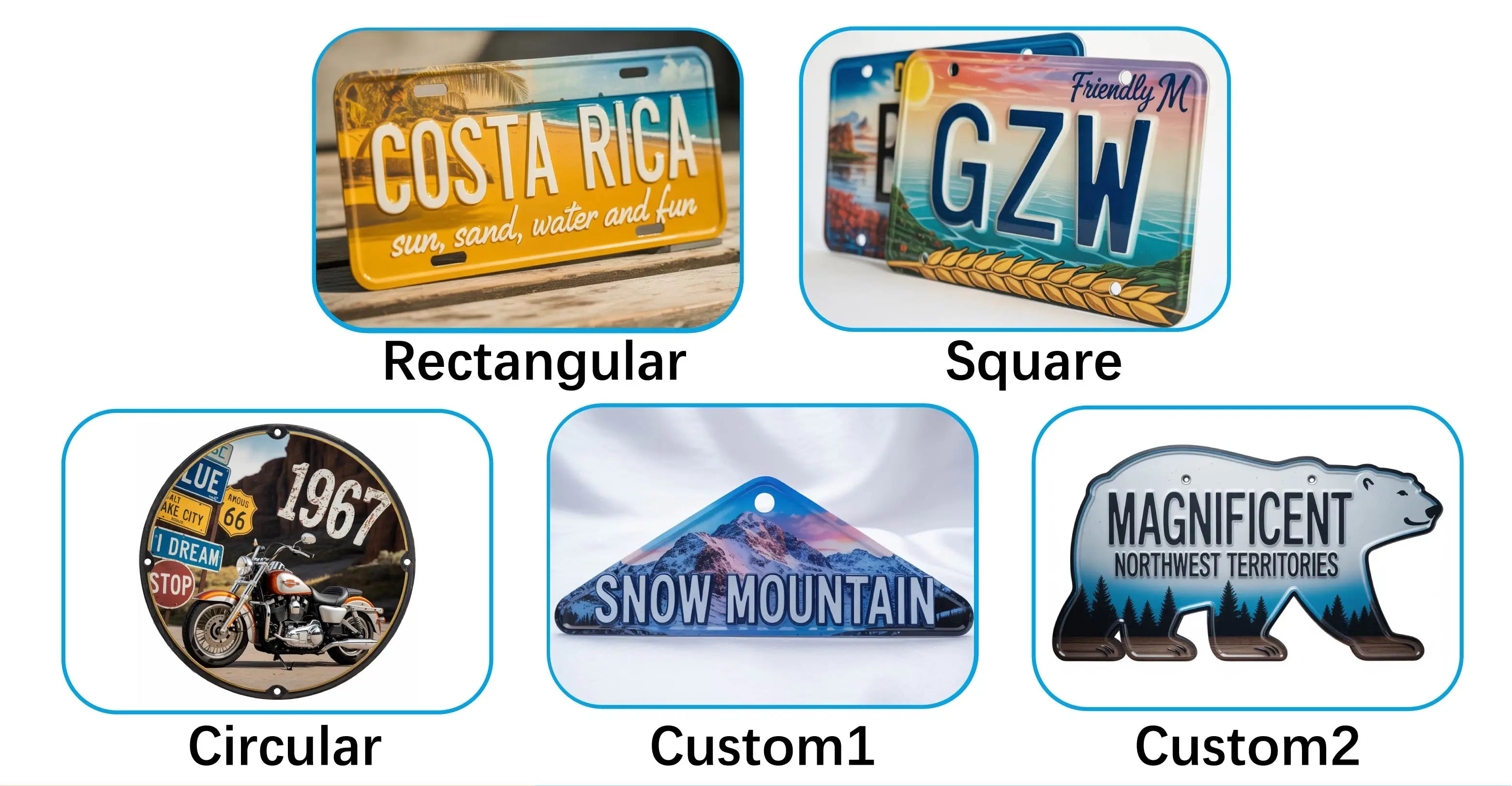 Custom Aluminum License Plates USA Size | Embossed Logo 0.3-1mm Thickness | Bulk Souvenirs