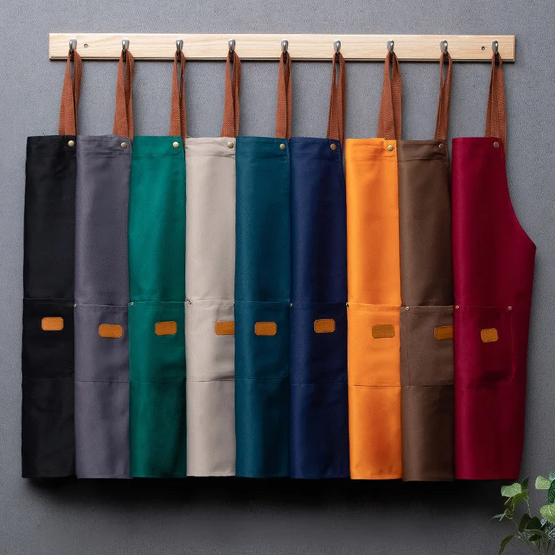 Custom Logo Canvas Apron | Multiple Pockets Adjustable Waist