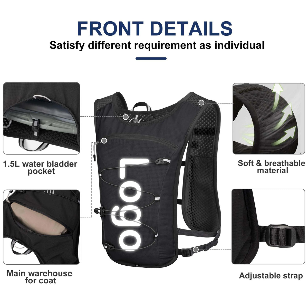 Custom Waterproof Hydration Vest with Logo | MOQ 500 pcs