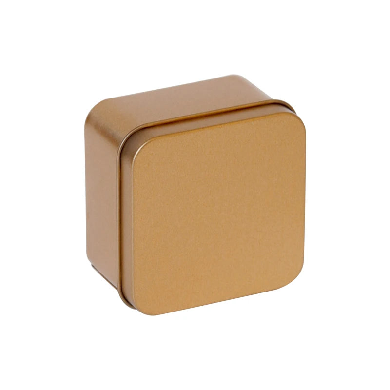 Mini Square Gold Tinplate Metal Box | Embossed Design | Custom Packaging | 100 MOQ