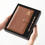 Custom PU Leather Notebook & Pen Set 500pcs MOQ | A5 Hardcover, Hot Stamp Logo, Gift Set