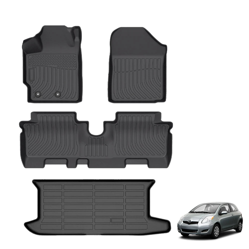 Toyota Yaris 3D All-Weather TPE Floor Mats Full Set (2006-2009, 2014-2022)