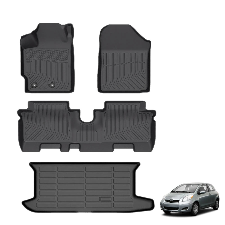 Toyota Yaris 3D All-Weather TPE Floor Mats Full Set (2006-2009, 2014-2022)